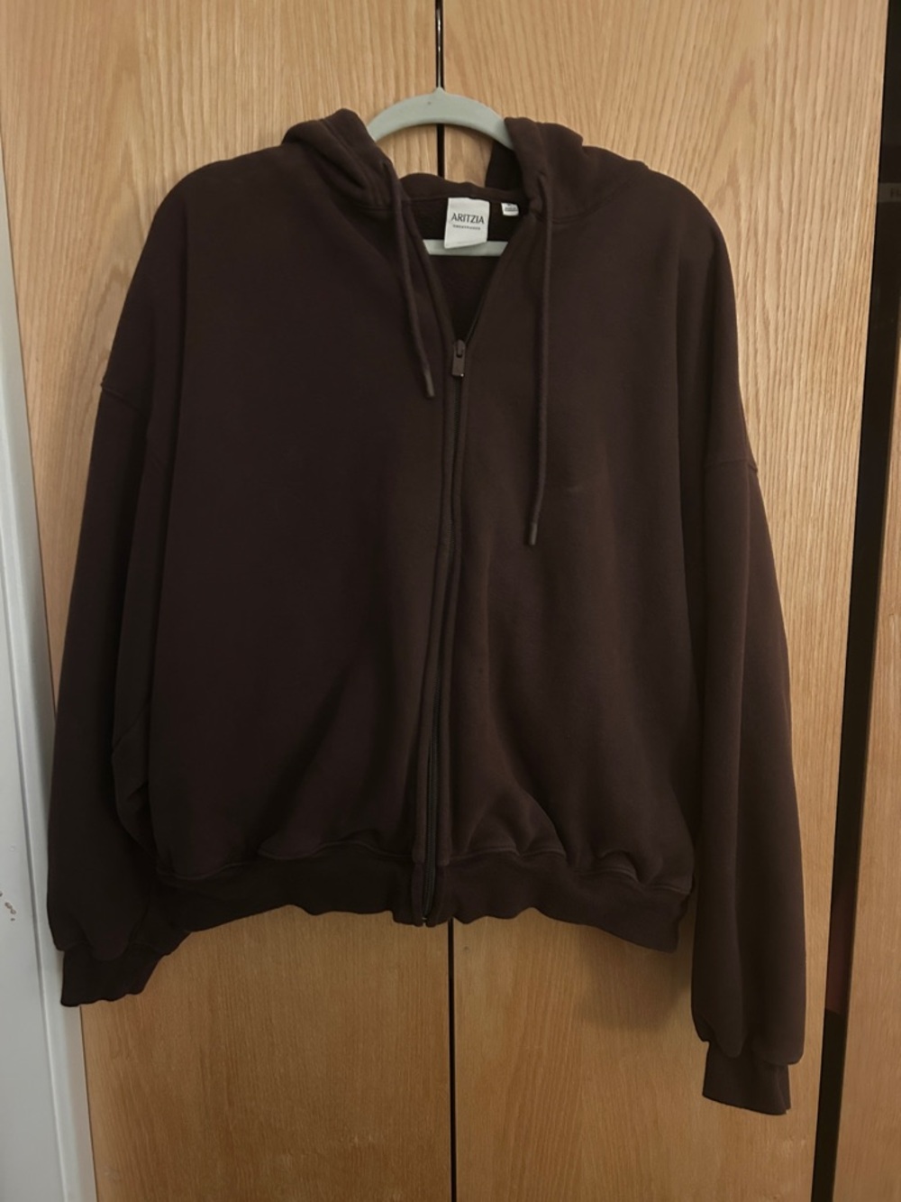 Aritzia Chocolate Brown Full-Zip Hoodie sweatfleece